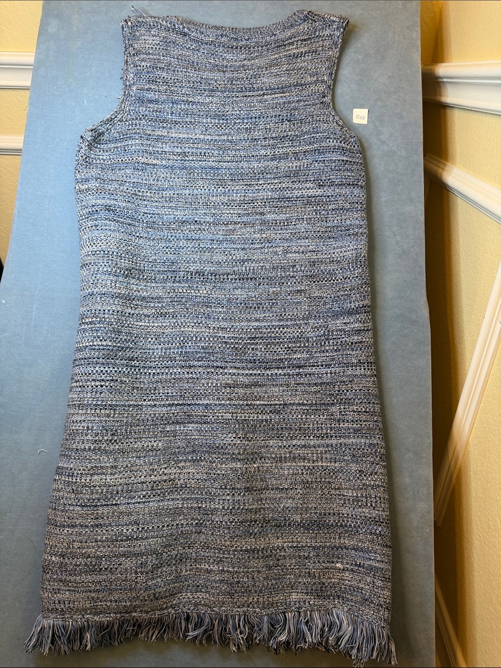 Anthropologie Fringed Knit Blue Sleeveless Skirt - Picture 4 of 4